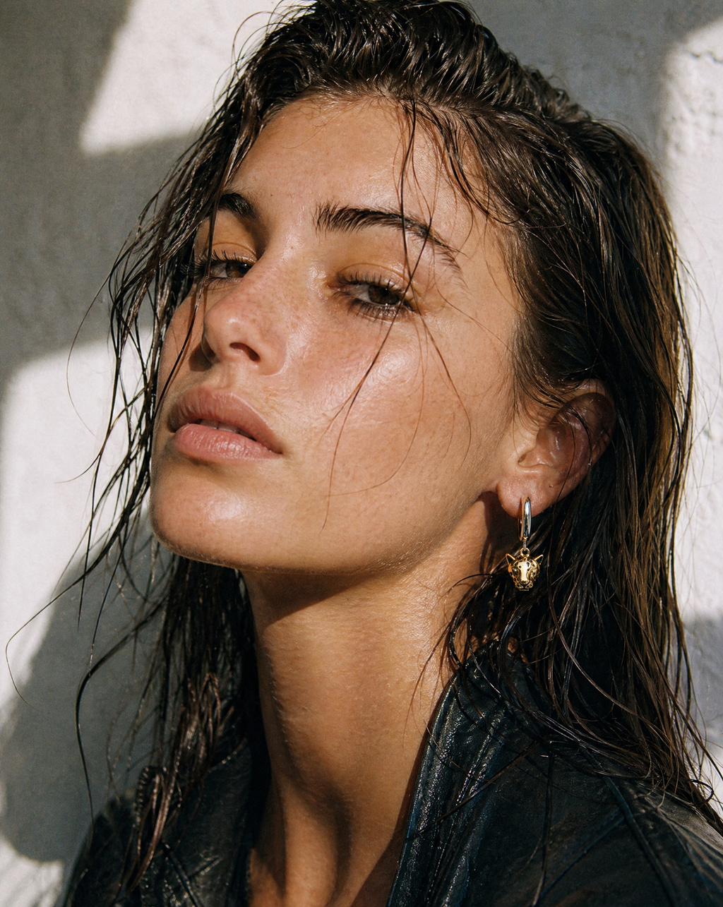 Leo Charm Two Tone Hoop Earrings